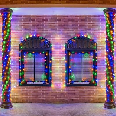 Green Cable Christmas Lights 600 LED Columbus Day Garland Plug In Multi Colors