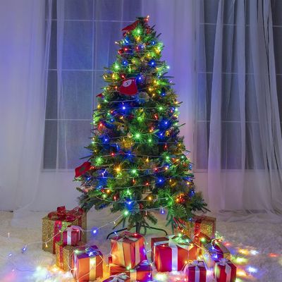 Green Cable Christmas Lights 600 LED Columbus Day Garland Plug In Multi Colors